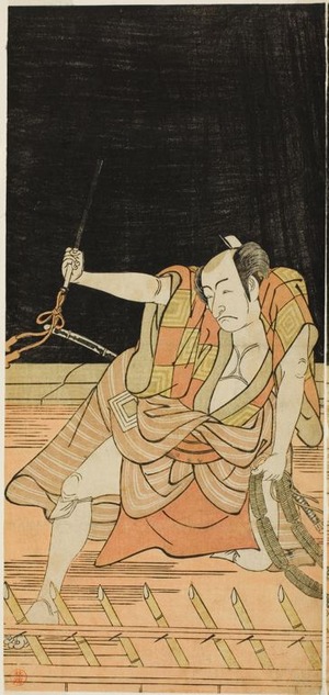 Katsukawa Shunko: The Actor Ichikawa Danjuro V as Issun Tokubei in Act Eight of the Play Natsu Matsuri Naniwa Kagami (Mirror of Osaka in the Summer Festival), Performed at the Morita Theater from the Seventeenth Day of the Seventh Month, 1779 - Art Institute of Chicago
