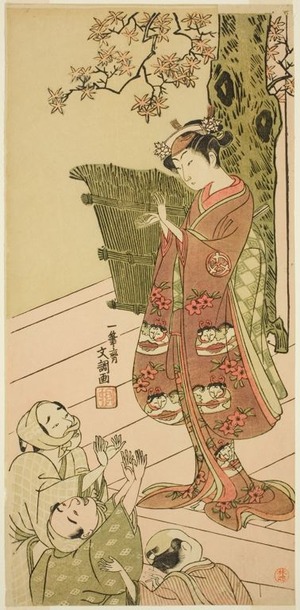 Ippitsusai Buncho: The Actor Arashi Hinaji I, Possibly as Yuya Gozen in the Play Ima o Sakari Suehiro Genji (The Genji Clan Now at Its Zenith), Performed at the Nakamura Theater from the First Day of the Eleventh Month, 1768 - Art Institute of Chicago