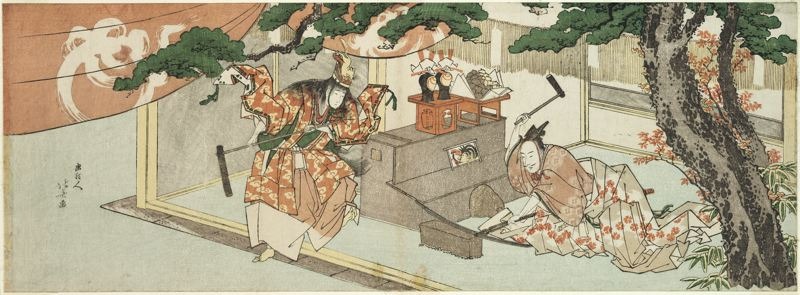 葛飾北斎: The Swordsmith Munechika and the God of Inari - シカゴ美術館