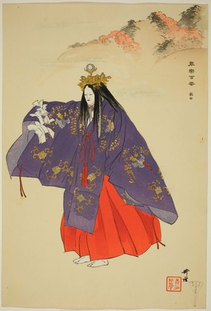 月岡耕漁: Tatsuta, from the series 