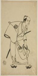 勝川春章: The Actor Arashi Otohachi I as Hotei Ichiemon in the Play Ayatsuri Kabuki Ogi, Performed at the Nakamura Theater in the Seventh Month, 1768 - シカゴ美術館