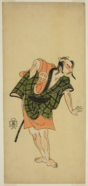 勝川春章: The Actor Otani Hiroji III as Onio Shinzaemon (?) in the Play Bunshin Sugatami Soga (?), Performed at the Morita Theater (?) in the Second Month, 1765 (?) - シカゴ美術館