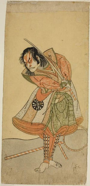 Katsukawa Shunsho: The Actor Nakamura Nakazo I as Tezuka no Taro Mitsumori Disguised as the Monkey Trainer Tonkichi Tochibei, in the Play Soga Moyo Aigo no Wakamatsu, Performed at the Nakamura Theater in the First Month, 1769 - Art Institute of Chicago