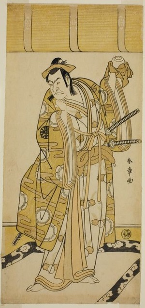勝川春章: The Actor Nakamura Nakazo I as Nagao Terutora in the Play Kuruma-gakari Tekuda no Gumbai, Performed at the Ichimura Theater in the Eleventh Month, 1783 - シカゴ美術館