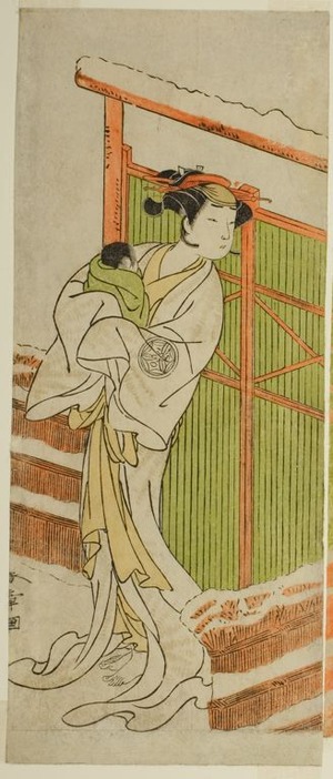 勝川春章: The Actor Yamashita Kinsaku II as Moshio in the Play Izu-goyomi Shibai no Ganjitsu, Performed at the Morita Theater in the Eleventh Month, 1772 - シカゴ美術館