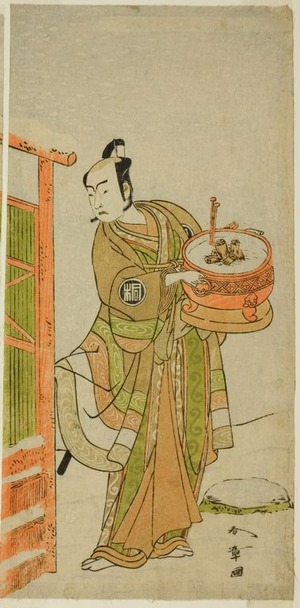 Katsukawa Shunsho: The Actor Arashi Sangoro II as Ito Kuro Disguised as Banta in the Play Izu-goyomi Shibai no Ganjitsu, Performed at the Morita Theater in the Eleventh Month, 1772 - Art Institute of Chicago