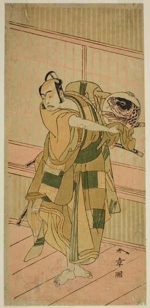 勝川春章: The Actor Ichikawa Yaozo II as Ashikaga Motouji Disguised as Katagiri Yashichi in the Play Oyoroi Ebido Shinozuka, Performed at the Nakamura Theater in the Eleventh Month, 1772 - シカゴ美術館