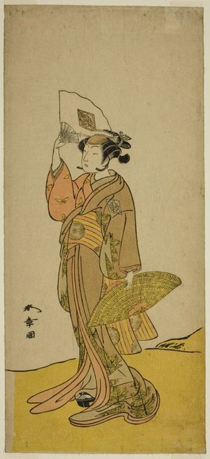 勝川春章: The Actor Nakamura Matsue I as Kasaya Sankatsu (?) in the Play Hana no Gosho Konegen Butai (?), Performed at the Nakamura Theater (?) in the Eighth Month, 1772 (?) - シカゴ美術館