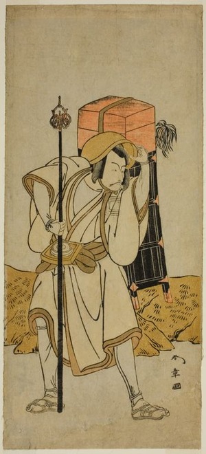 Katsukawa Shunsho: The Actor Ichikawa Danjuro V as Moriya no Daijin Disguised as Rokuju-rokubu in the Play Miya-bashira Iwao no Butai, Performed at the Morita Theater in the Seventh Month, 1773 - Art Institute of Chicago