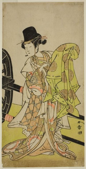 Katsukawa Shunsho: The Actor Yamashita Kinsaku II as Tsukimasu, Acting as Sakura-maru, in the Play Miya-bashira Iwao no Butai, Performed at the Morita Theater in the Seventh Month, 1773 - Art Institute of Chicago