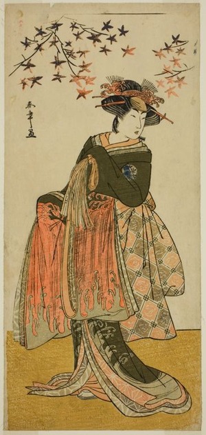 勝川春章: The Actor Nakayama Tomisaburo I as the Geisha Yukino (or Oyuki?) in the Play Kabuki no Hana Bandai Soga, Performed at the Ichimura Theater in the Fourth Month, 1781 - シカゴ美術館