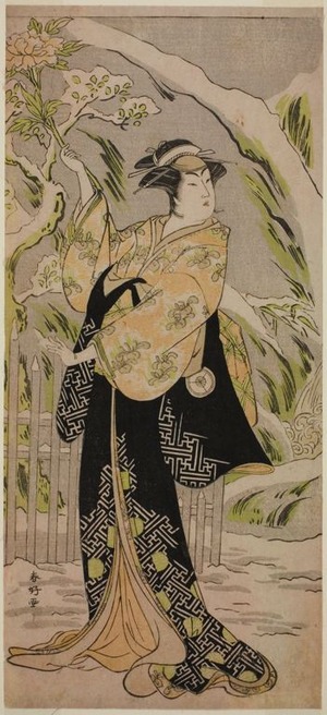 勝川春好: The Actor Iwai Hanshiro IV as Lady Yaehata in the Play Sanga no Sho Haru no Hanayome, Performed at the Kiri Theater in the Eleventh Month, 1787 - シカゴ美術館