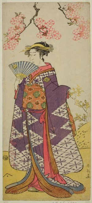 勝川春英: The Actor Ichikawa Komazo II as the Spirit of Lady Shiragiku in the Play Hatsu Midori Saiwai Soga, Performed at the Kawarazaki Theater in the Third Month, 1791 - シカゴ美術館