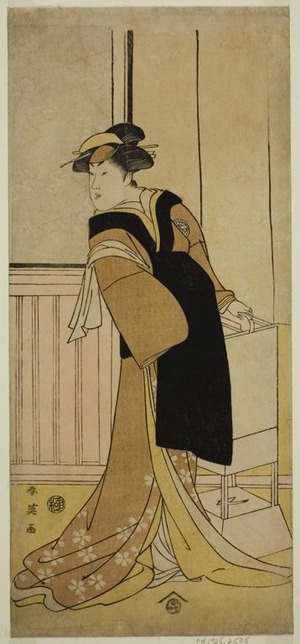 勝川春英: The Actor Segawa Kikunojo III as Otoma (?) in the Play Sayo no Nakayama Hiiki no Tsurigane (?), Performed at the Nakamura Theater (?) in the Eleventh Month, 1790 (?) - シカゴ美術館