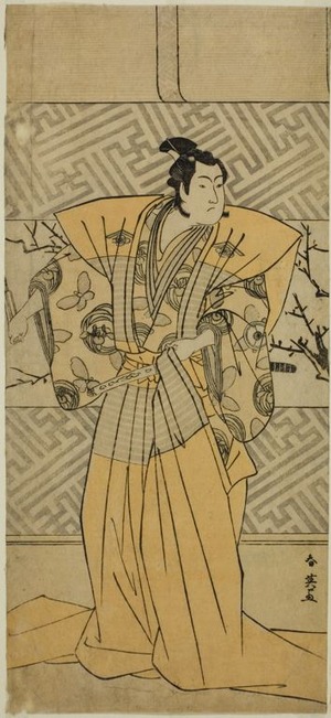 勝川春英: The Actor Iwai Hanshiro IV as Soga no Goro Tokimune in the Play Koi no Yosuga Kanegaki Soga, Performed at the Ichimura Theater in the First Month, 1789 - シカゴ美術館