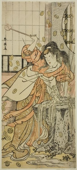 勝川春英: The Actor Segawa Kikunojo III as the Dragon Maiden Disguised as Osaku in the Play Sayo no Nakayama Hiiki no Tsurigane, Performed at the Nakamura Theater in the Eleventh Month, 1790 - シカゴ美術館