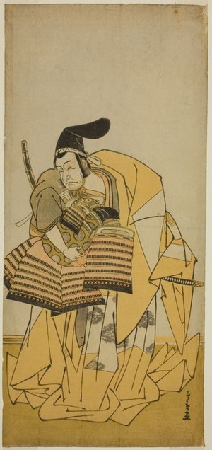 Katsukawa Shunsho: The Actor Ichikawa Ebizo III as Kudo Saemon Suketsune in the Play Kamuri Kotoba Soga no Yukari, Performed at the Ichimura Theater in the First Month, 1776 - Art Institute of Chicago