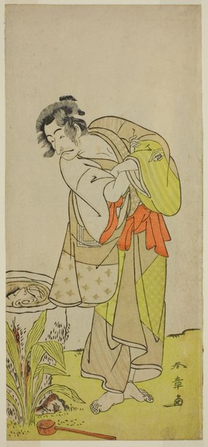 勝川春章: The Actor Ichikawa Danjuro V as Soga no Dozaburo (?) in the Play Shida Yuzuriha Horai Soga (?), Performed at the Morita Theater (?) in the First Month, 1775 (?) - シカゴ美術館