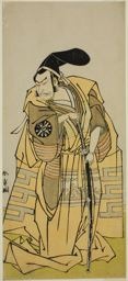 Katsukawa Shunsho: The Actor Nakamura Nakazo I as Kudo Suketsune (?) in the Play Iro Moyo Aoyagi Soga (?), Performed at the Nakamura Theater (?) in the Second Month, 1775 (?) - Art Institute of Chicago