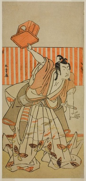 Katsukawa Shunsho: The Actor Ichikawa Monnosuke II as Ageha no Chokichi Disguised as Soga no Goro Tokimune in the Play Kaido Ichi Yawaragi Soga, Performed at the Nakamura Theater in the Third Month, 1778 - Art Institute of Chicago