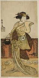 勝川春章: The Actor Iwai Hanshiro IV as Tsukisayo in the Play Gohiiki Nenne Soga, Performed at the Nakamura Theater in the First Month, 1779 - シカゴ美術館