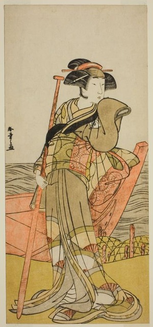 勝川春章: The Actor Onoe Matsusuke I as Akoya in the Play Edo Meisho Midori Soga, Performed at the Morita Theater in the Second Month, 1779 - シカゴ美術館
