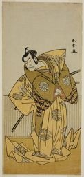 勝川春章: The Actor Nakamura Nakazo I as Kudo Sukestune (?) in the Play Kokimazete Takao Soga (?), Performed at the Ichimura Theater (?) in the Second Month, 1778 - シカゴ美術館