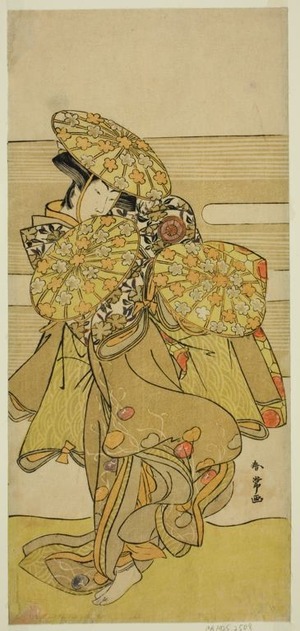 Katsukawa Shunjô: The Actor Iwai Hanshiro IV in the Hanagasa Dance in the Play Iromi-gusa Shiki no Somewake, Performed at the Nakamura Theater in the Ninth Month, 1781 - シカゴ美術館