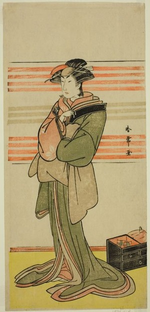 Katsukawa Shunjô: The Actor Nakamura Riko I as Osen of the Komatsuya House (?) in the Play Nanakusa Yosooi Soga (?), Performed at the Nakamura Theater (?) in the Second Month, 1782 (?) - Art Institute of Chicago