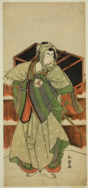 Katsukawa Shunjô: The Actor Matusmto Koshiro IV as Ise no Saburo Disguised as Mizoro no Sabu in the Play Mure Takamatsu Yuki no Shirahata, Performed at the Ichimura Theater in the Eleventh Month, 1780 - Art Institute of Chicago