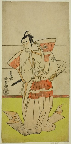 勝川春童: The Actor Nakamura Nakazo I as Kudo Suketsune in the Play Edo no Fuji Wakayagi Soga, Performed at the Nakamura Theater in the First Month, 1789 - シカゴ美術館