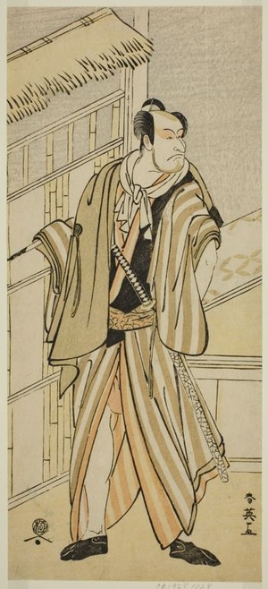 勝川春英: The Actor Ichikawa Ebizo (Danjuro V) as Banzui Chobei in the Play Gozen-gakari Sumo Soga, Performed at the Kawarazaki Theater in the Second Month, 1793 - シカゴ美術館