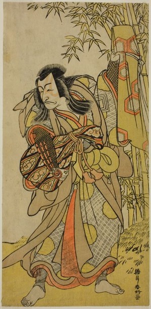 勝川春好: The Actor Ichikawa Danjuro V as Kazusa no Akushichibyoe Kagekiyo Disguised as a Blind Court Musician (Kengyo) in the Play Edo Meisho Midori Soga, Performed at the Morita Theater in the Fourth Month, 1779 - シカゴ美術館