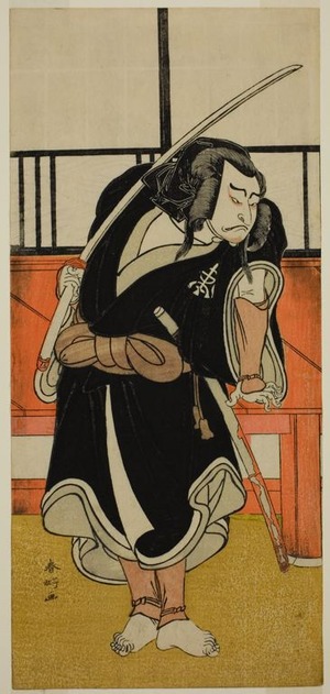 勝川春好: The Actor Nakamura Nakazo I as Aso no Matsuwaka (?) in the Play Iro Moyo Aoyagi Soga (?), Performed at the Nakamura Theater (?) in the Second Month, 1775 (?) - シカゴ美術館