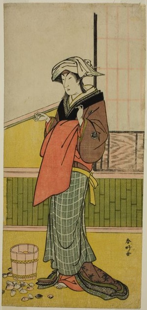 勝川春好: The Actor Nakamura Riko I as Moshio (?) in the Play Honda Yayoi Meoto Junrei (?), Performed at the Ichimura Theater (?) in the Seventh Month, 1778 (?) - シカゴ美術館