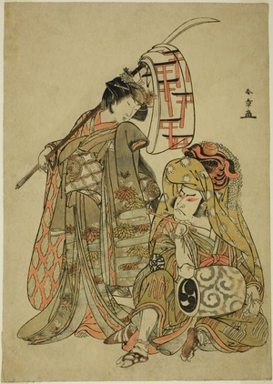 Katsukawa Shunsho: The Actors Nakamura Nakazo I as Onmaya Kisanda Dressed as Kakubei the Lion Dancer (Kakubei-jishi) (right) and Segawa Kikunojo III as Shizuka Gozen (left), in the Dance Sequence 