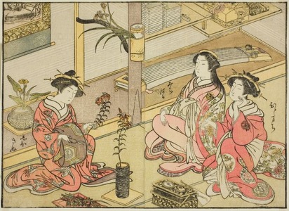 勝川春章: Women of the Kadosutaya House of Pleasure (Summer) - シカゴ美術館