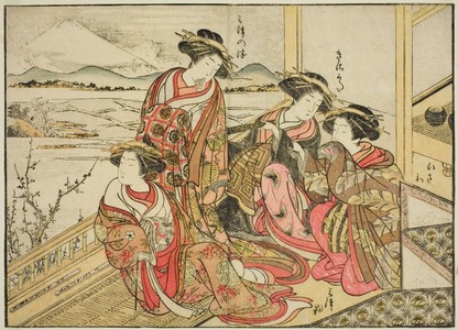 勝川春章: Women of the Obishiya House of Pleasure (Winter) - シカゴ美術館