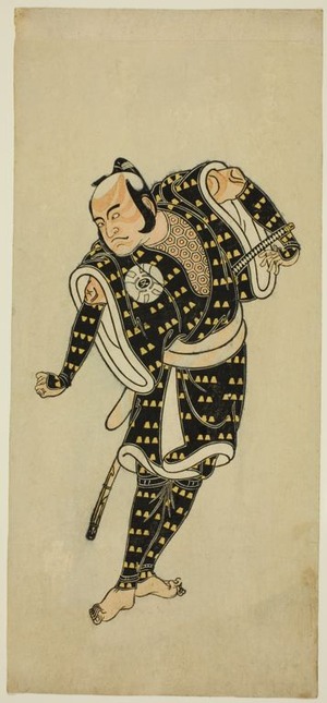 勝川春章: The Actor Bando Matataro IV as Gempachibyoe in the Play Mutsu no Hana Ume no Kaomise (Snowflakes: Plum Blossom Kaomise), Performed at the Ichimura Theater from the First Day of the Eleventh Month, 1769 - シカゴ美術館