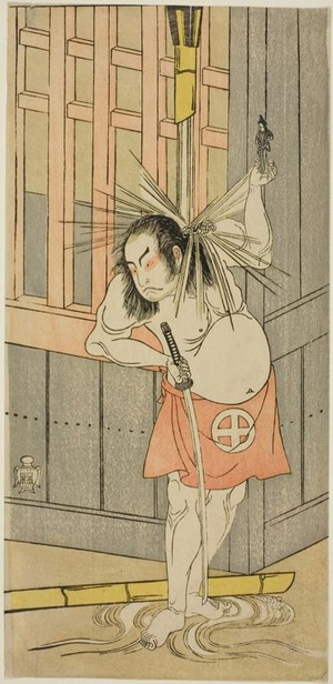 勝川春章: The Actor Otani Hiroji III, Possibly as Akaneya Hanshichi in the Play Fuji no Yuki Kaikei Soga (Snow on Mt. Fuji: The Soga Vendetta), Performed at the Ichimura Theater from the Fifteenth Day of the First Month, 1770 - シカゴ美術館