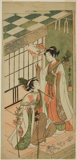 一筆斉文調: The Shrine Dancers (Miko) Ohatsu and Onami - シカゴ美術館
