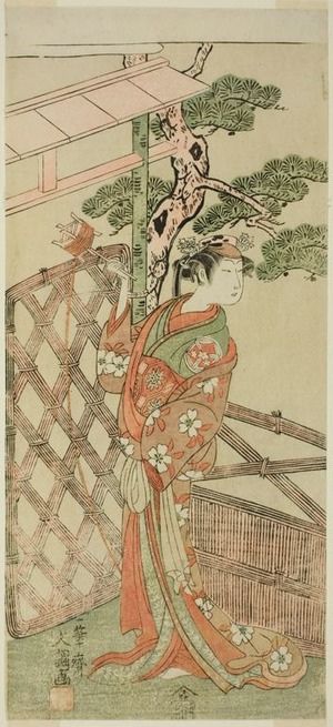 Ippitsusai Buncho: The Actor Yamashita Kinsaku II as Moshio, Wife of Ito Sukekiyo, in the Play Izu-goyomi Shibai no Ganjitsu, Performed at the Morita Theater in the Eleventh Month, 1772 - Art Institute of Chicago