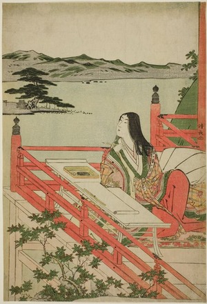 Torii Kiyonaga: Murasaki Shikibu, from an untitled series of Court Ladies Representing Tale of Genji. - Art Institute of Chicago