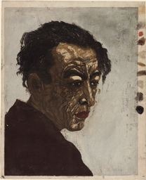 Onchi Koshiro: Portrait of the Poet Hagiwara Sakutaro (1886–1942), Author of “Ice Island,” 1943 - Art Institute of Chicago