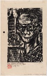 Munakata Shiko: Self-Portrait with Empire State Building - Art Institute of Chicago
