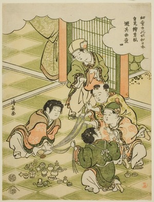 Torii Kiyonaga: No. 4: Raffle Game (Takarabiki), from the series 