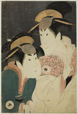 東洲斎写楽: The Actors Segawa Tomisaburô II (R) and Nakamura Mano (L) as Yadorigi and Wakakusa - シカゴ美術館