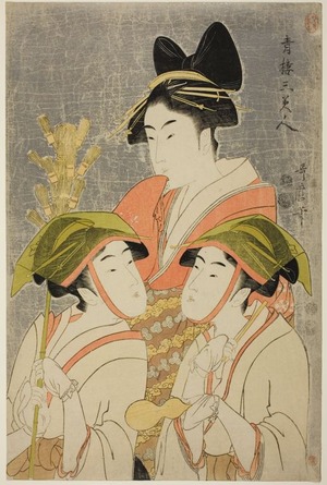 喜多川歌麿: Three Beauties of Yoshiwara (Seirô san bijin) - シカゴ美術館