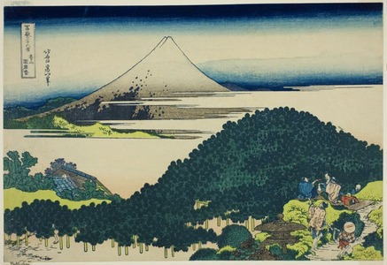 Katsushika Hokusai: Cushion Pine Tree at Aoyama (Aoyama Enza no matsu), from the series Thirty-six Views of Mount Fuji (Fugaku sanjurokkei) - Art Institute of Chicago