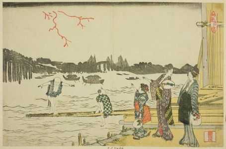 Katsushika Hokusai: Women and Children Viewing the Fireworks - Art Institute of Chicago